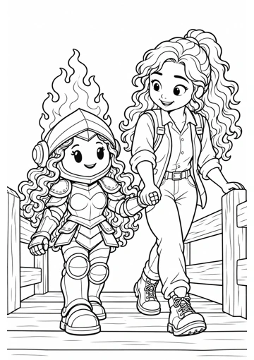 Cruzamos acompañados. Dibujo de contornos para colorear.