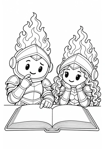 Leemos juntos. Dibujo de contornos para colorear.