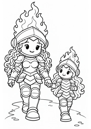 Vamos de la mano. Dibujo de contornos para colorear.